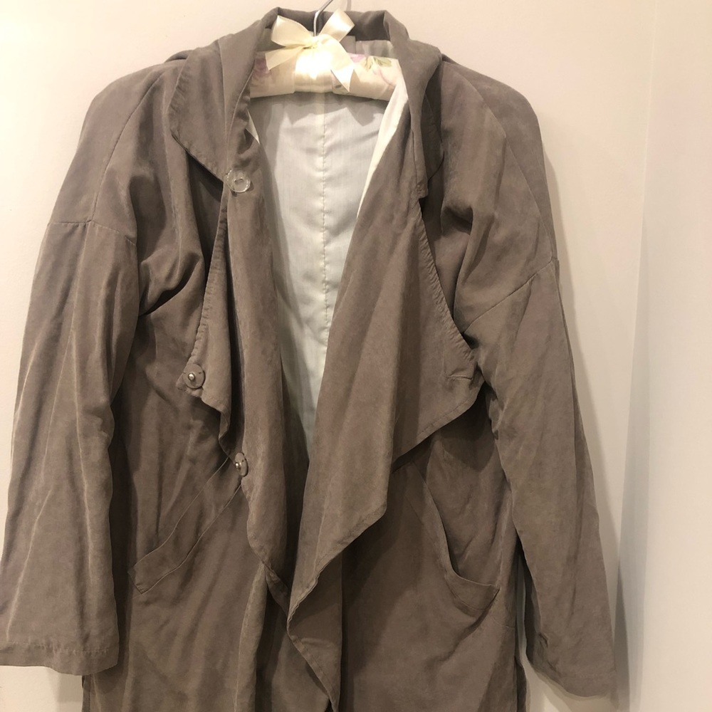 Adika Gray White Coat Pockets Women's Light Jacket M